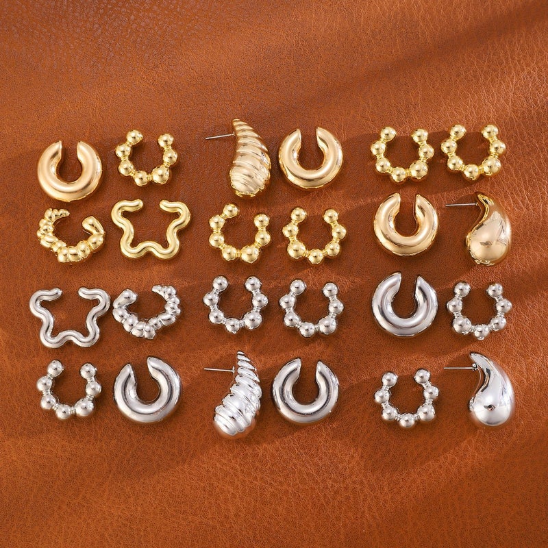 Exaggerated Water Drops Ccb Ear Clip Earrings Women'S Multi-Piece Earrings Personality Niche Fashion Vintage Jewelry - Image 3